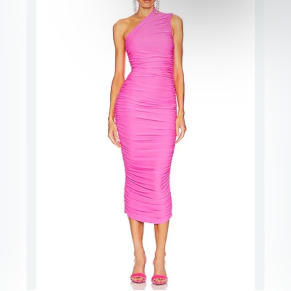 SOLACE LONDONAmaya one-shoulder ruched jersey-crepe midi dress
